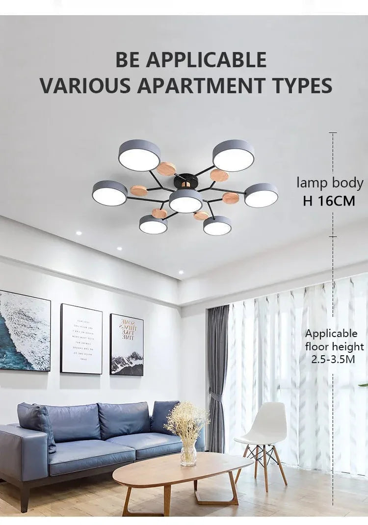 LED Chandelier with 3 Different Colors Suitable for Living Room Bedroom Hotel apartment Study Home Decoration Indoor Lighting