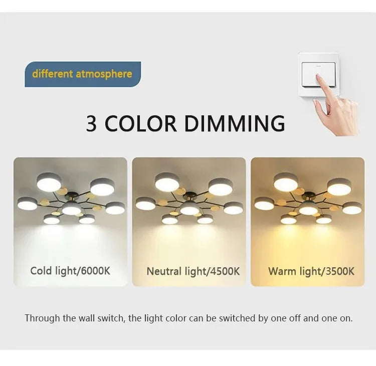 LED Chandelier with 3 Different Colors Suitable for Living Room Bedroom Hotel apartment Study Home Decoration Indoor Lighting