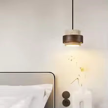 Hot Sell LED Pendant Lamp Wood Dining Room Bedroom Bedside New Style Natural Stone Hanging Lighting Fixtures Wire Adjustable