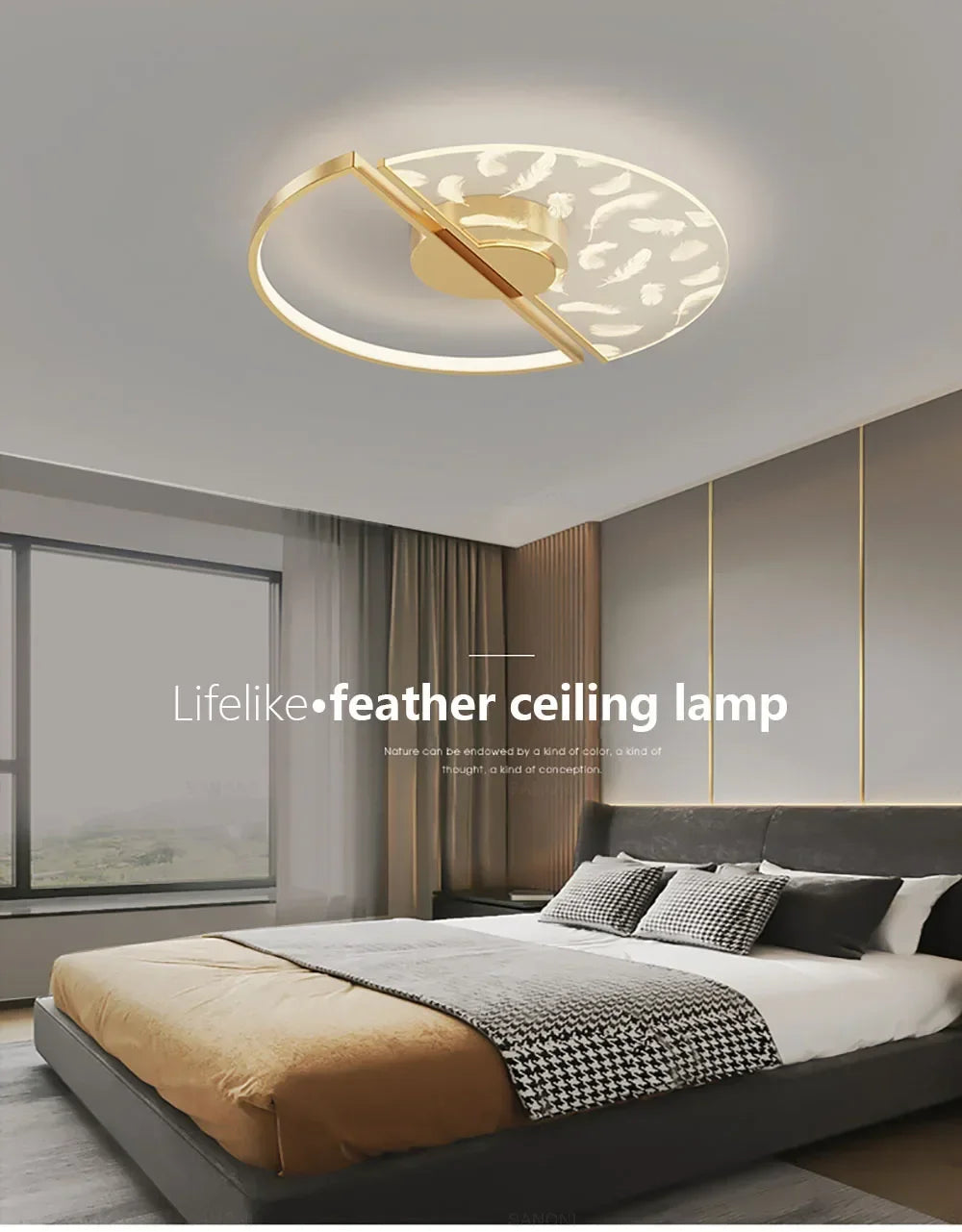 Bedroom ceiling light, simple modern master bedroom light, Nordic light luxury, creative, warm and romantic