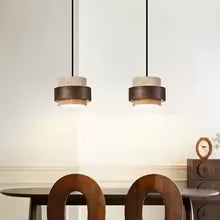Hot Sell LED Pendant Lamp Wood Dining Room Bedroom Bedside New Style Natural Stone Hanging Lighting Fixtures Wire Adjustable