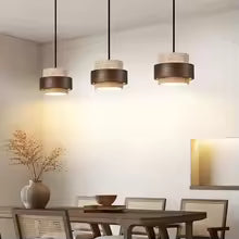 Hot Sell LED Pendant Lamp Wood Dining Room Bedroom Bedside New Style Natural Stone Hanging Lighting Fixtures Wire Adjustable