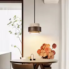 Hot Sell LED Pendant Lamp Wood Dining Room Bedroom Bedside New Style Natural Stone Hanging Lighting Fixtures Wire Adjustable